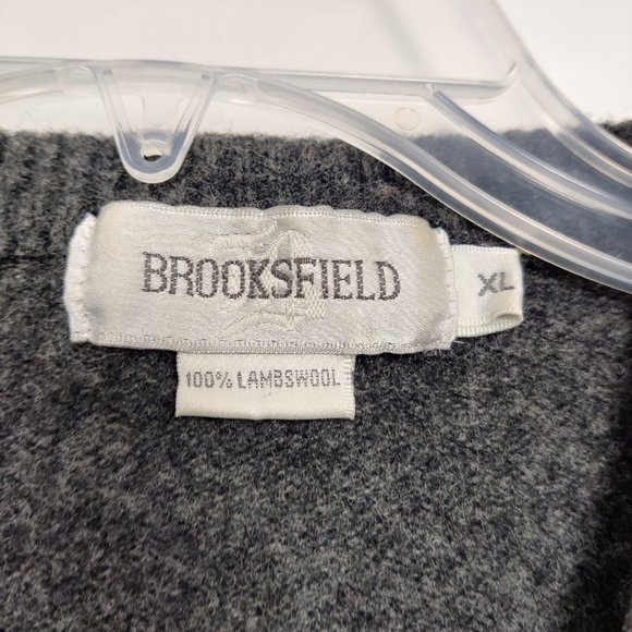 Brooksfield Men's Sweater Size XL Gray Wool V Neck Business Casual Office Comfy - Picture 3 of 6